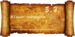 Blayer Harmatka névjegykártya